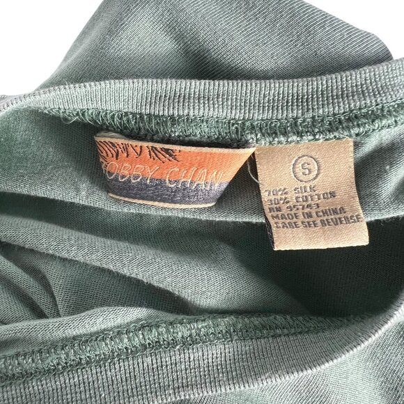 Bobby Chan Peter Pan Second Star to the Right Silk Cropped Relaxed Tee Green S - Picture 3 of 5